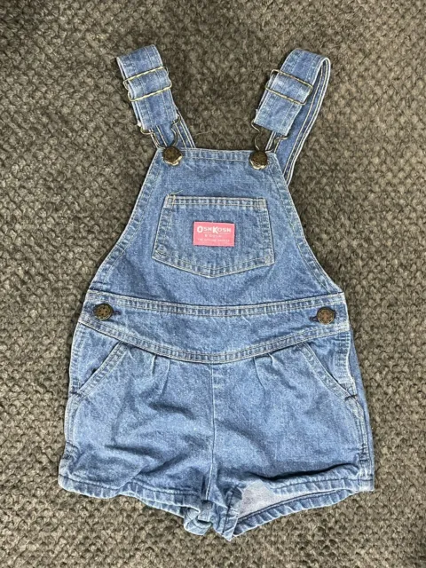 OshKosh B’Gosh Overalls Shorts 4T Pink Label Vestbak Made In USA Vintage Denim