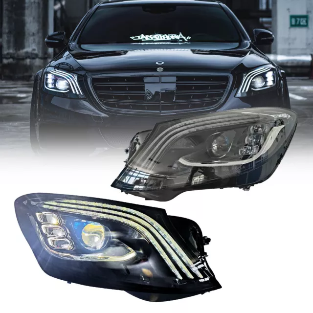 2PCS TT-ABC LED Headlights For 2014-17 Mercedes Benz W222 S Class W/ Sequential