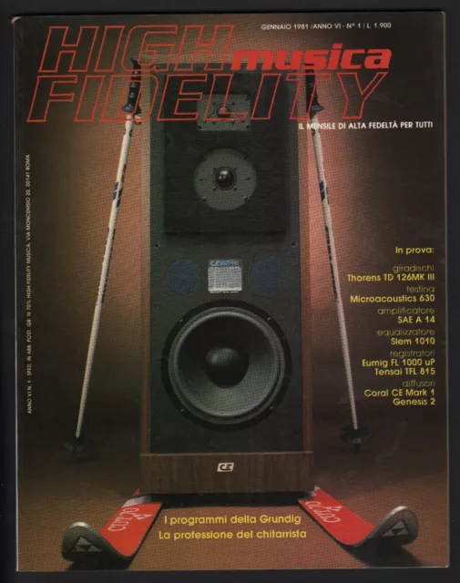 High Fidelity Musica 1/1981 Mensile Alta Fedelta' Steve Hackett Lennon Chiocchio