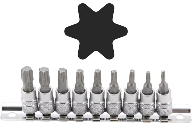 9 embouts à douilles Torx de T10 à T50 clé cliquet carré 1/4" Pro