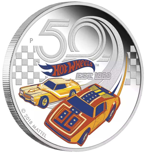 2018 50 YEARS OF HOT WHEELS 1oz $1 SILVER PROOF COIN