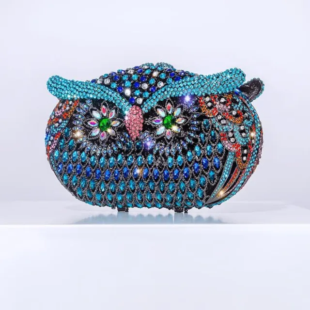 Magical Owl Clutch Crystal Purse Crystal Blue Clutch Birthday Gift Party Clutch