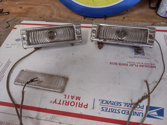 1947-1953 Chevy Truck Parking Turn Signals 2 Housing Assemblies + 3 Glass+Bezels
