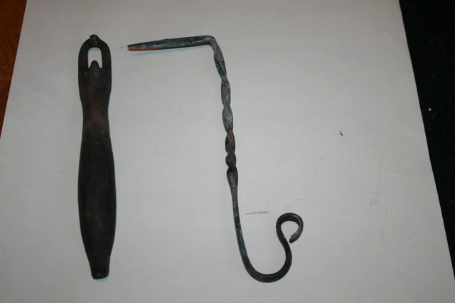 Cast Iron hook hand forged Antique 10 inches long