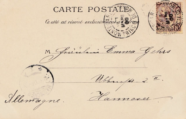 Monaco: 1900: Ansichtskarte nach Hannover