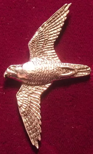 Pewter Peregrine Falcon Falconry Brooch Pin  Signed