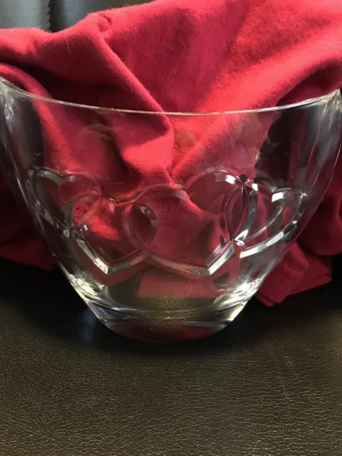 Teleflora 24% Lead Crystal Oval Shape Vase-Clear glass-Intertwined Hearts-EUC