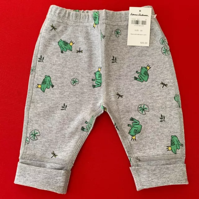 Hanna Andersson Organic Cotton "FROG WIGGLE PANTS" 0-3 Months, 50 cm. Great Gift