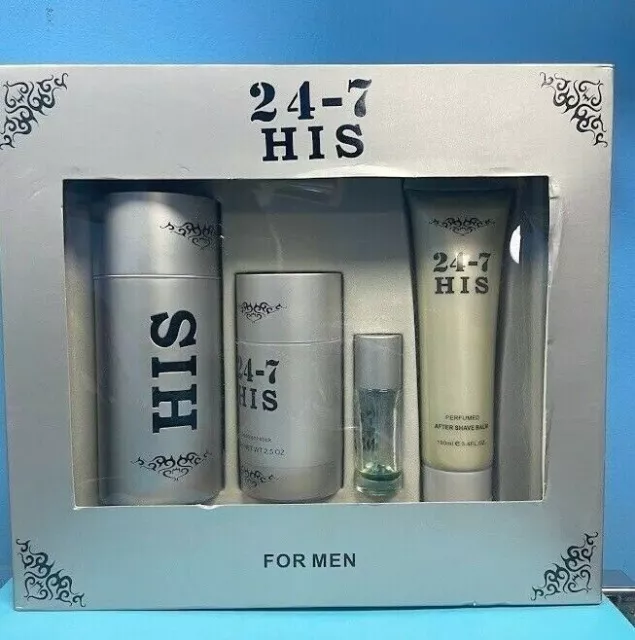 24-7 His Eau de toilette Men, after shave balm, deodorant, 3.4 oz EDT spray SET