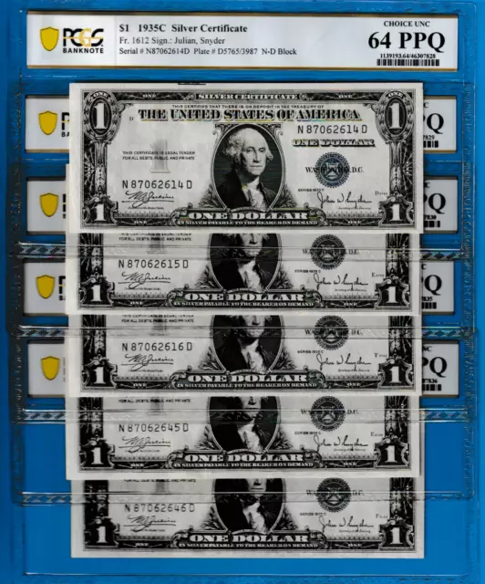 $1  1935 C  SILVER CERTIFICATE-BUY ONE NOTE OF 10 RUNS MN87062614 D Fr.1612 PCGS
