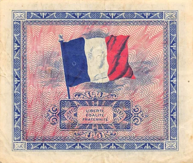 France  2 Francs  Series of 1944  WW II Issue 2nd. Run Circulated Banknote  WLow