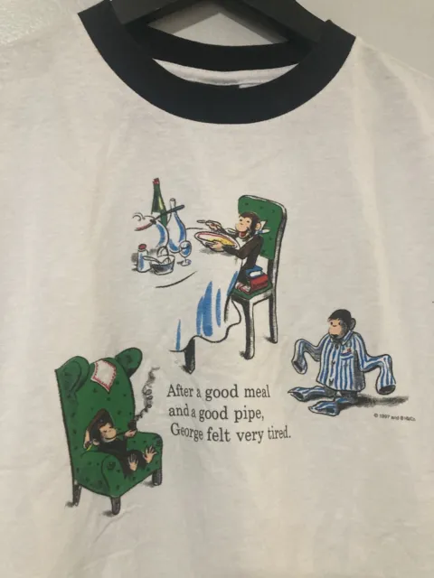 Vintage Curious George Drug Parody Pipe Weed Shirt Size Medium 90s Humor Ringer 2