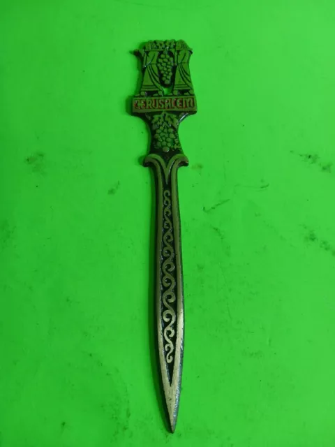 Vintage 9" Brass Bronze Jerusalem Israel Letter Envelope Opener