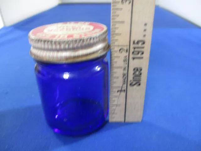 Vintage Vicks Vaporub Cobalt Blue Glass Jar With Red White Lid