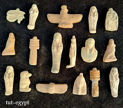 ANCIENT EGYPTIAN ANTIQUES 17AMULETS Horus,Isis ,Ubasti,Eye of Horus STONE 1816BC