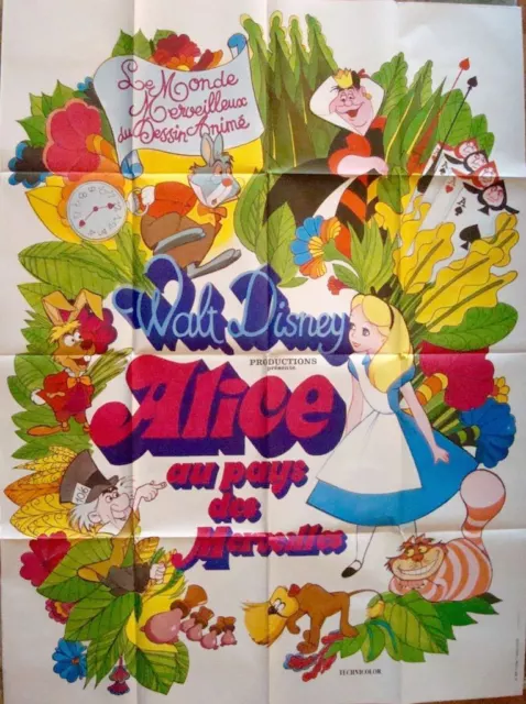 ALICE IN WONDERLAND French Grande movie poster 47x63 WALT DISNEY R74 NM