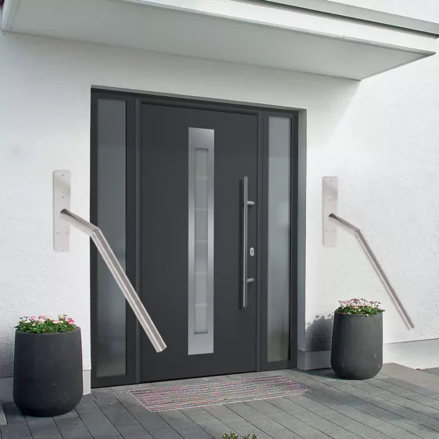 Stainless Steel Rail 1-3 Steps Indoor/Outdoor Stair Railing Step Handrail NEW Stainless Steel Rail 1-3 Steps Indoor/Outdoor Stair Railing Step Handrail NEW