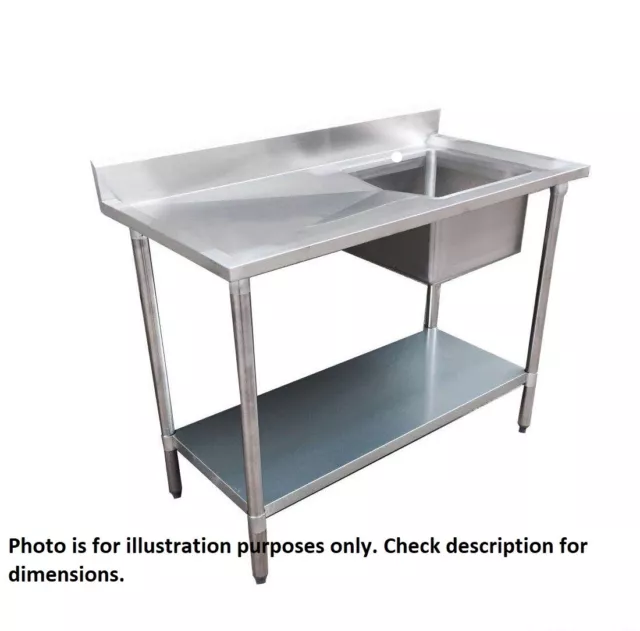 Commercial 304 Grade Stainless Steel Single Sink Bench 600 Deep 1200-6-Ssbr Hy
