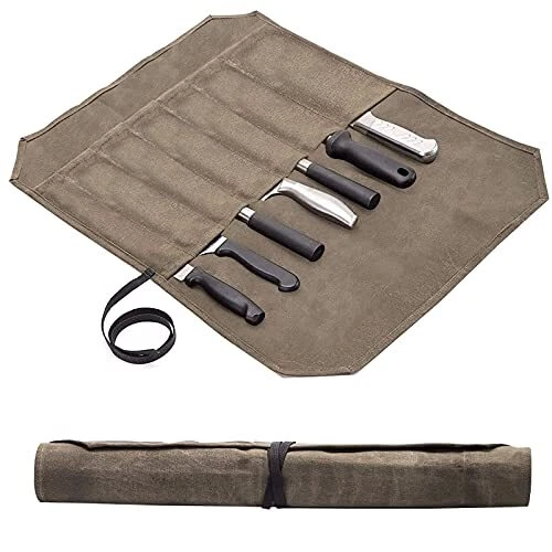 Knife Bag ,Knife Roll,Heavy Duty Knife Case,Waxed Canvas Chef Knife Roll Bag,...
