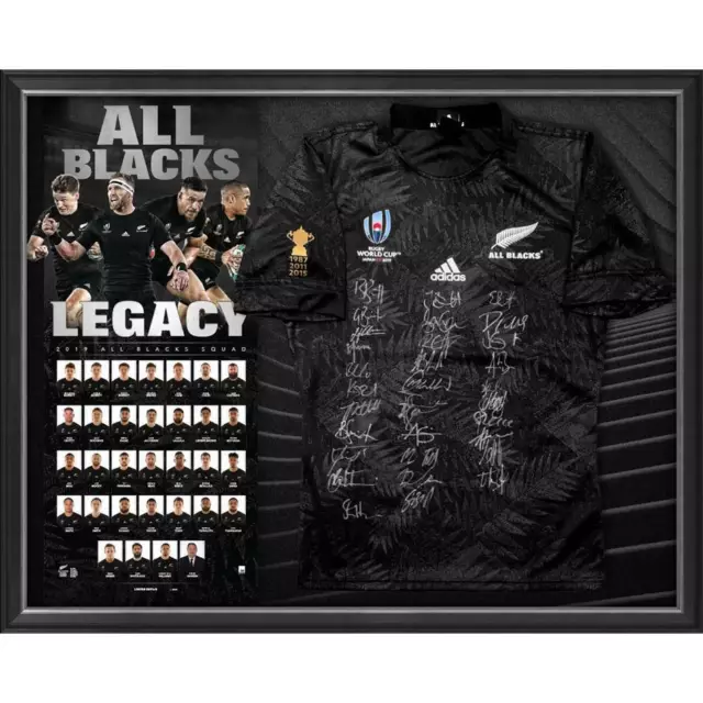 ALL BLACKS 2019 World Cup Squad Signed Jersey Framed World Cup OFFICIAL ON SALE