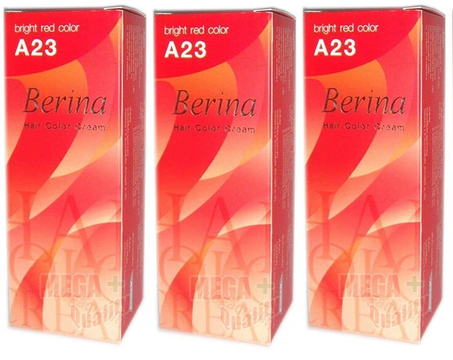 3 X BERINA Permanent Hair dye color cream # A23 Bright Red EUR 26,43 - PicClick FR 3 X BERINA Permanent Hair dye color cream # A23 Bright Red EUR 26,43 - PicClick FR