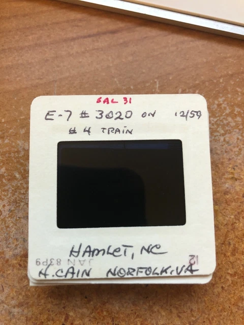 Duplicate Slide SAL #3020 On #4 EMD E7A Seaboard Coast Line Hamlet NC 1959 2