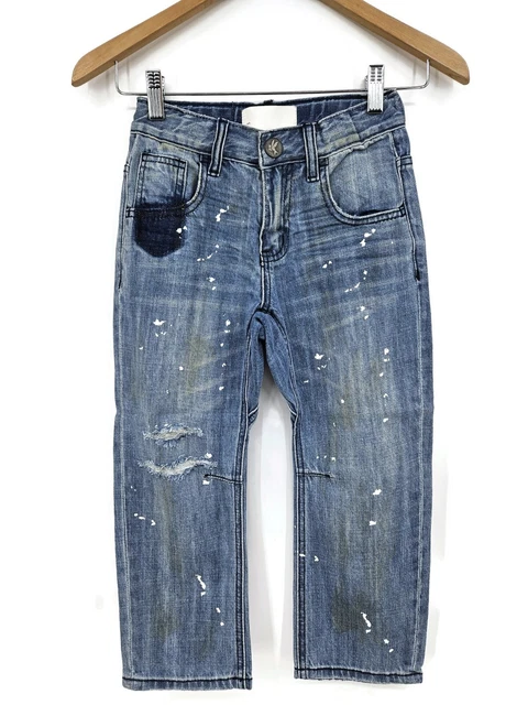 New One Teaspoon Boyfriend Jeans Girls 7-8 Blue Original Artist Denim