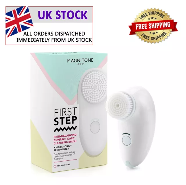 Magnitone London First Step Vibra-Sonic™Compact Daily Cleansing Brush, White