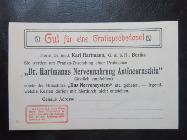 AK Postkarte Dr.Karl Hartmann Berlin Nervennahrung-Nervensystem Reklame um 1910