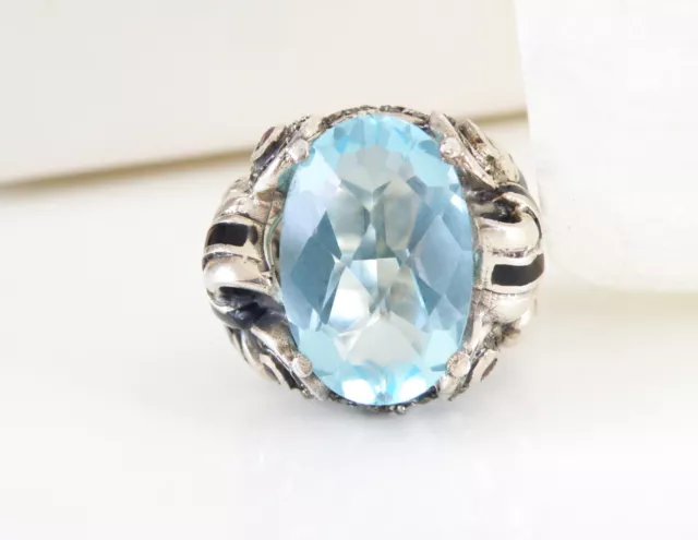 Vintage Sterling Silver 925 Huge Blue Quartz Statement Ring Size 8