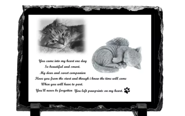 Personalised Photo Cat Memorial Printed on Real Slate