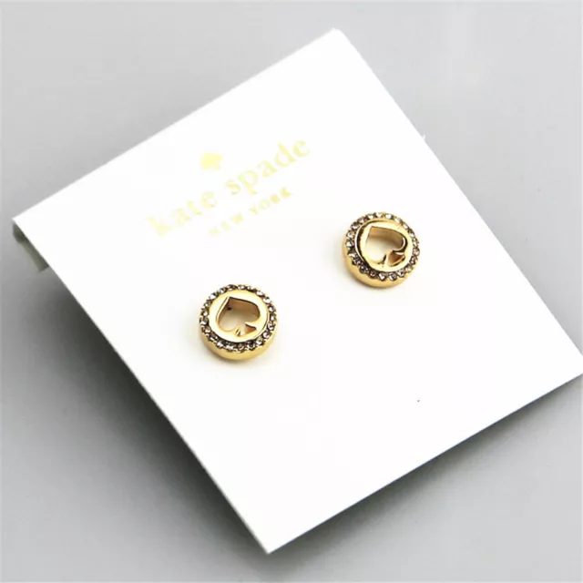 Kate Spade New York Spot the Spade Pave Halo Spade Stud Love Plated New Earrings