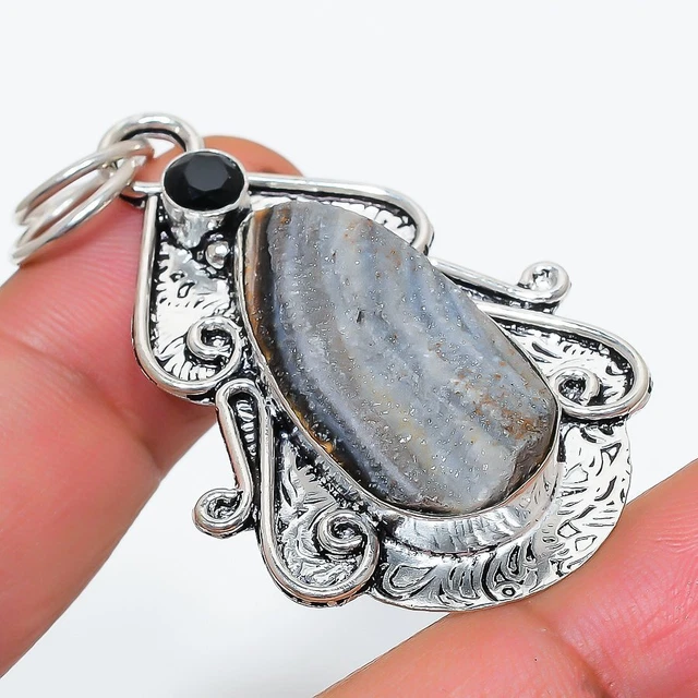 Desert Rose Druzy, Spinel 925 Sterling Silver Jewelry Pendant 2.21" H921