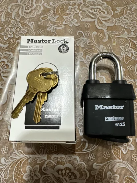 Master Lock 6125 Padlock, Keyed Different, Standard Shackle, Rectangular Steel