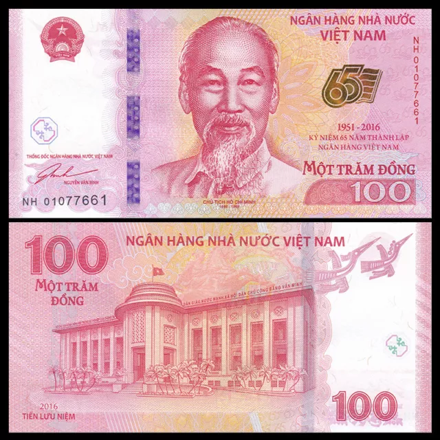 Vietnam Viet Nam 100 Dong, 2016, P-125 New, 65th COMM., Banknote, UNC
