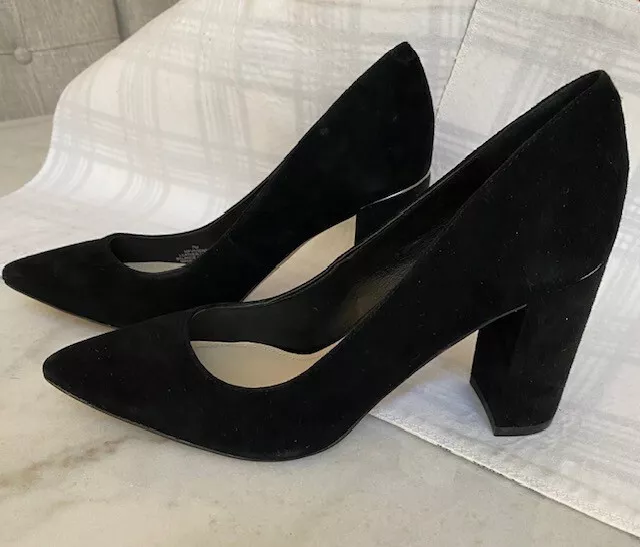 Marc Fisher Womens Viviene Block Heel Pumps Black Suede Size 7M