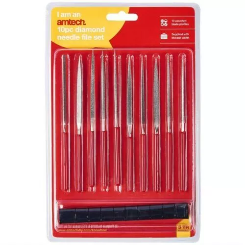 Amtech Diamond Needle File Set Jewellery Repair Modelling Shaping 140mm 10pc