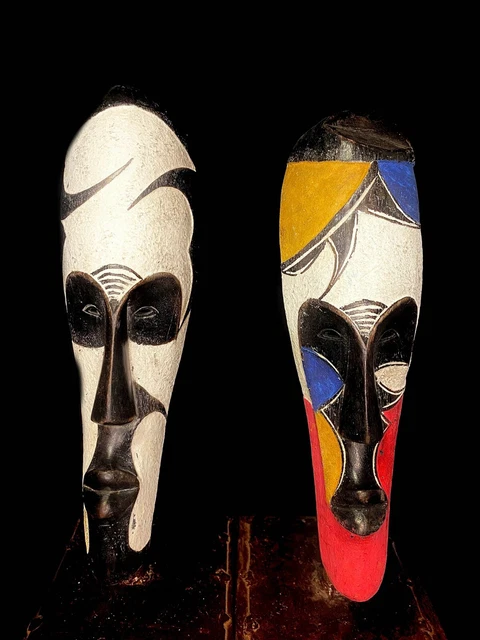 Masks Fang Antiques Wall Hanging Primitive Art Collectibles Wood Masks  -5984