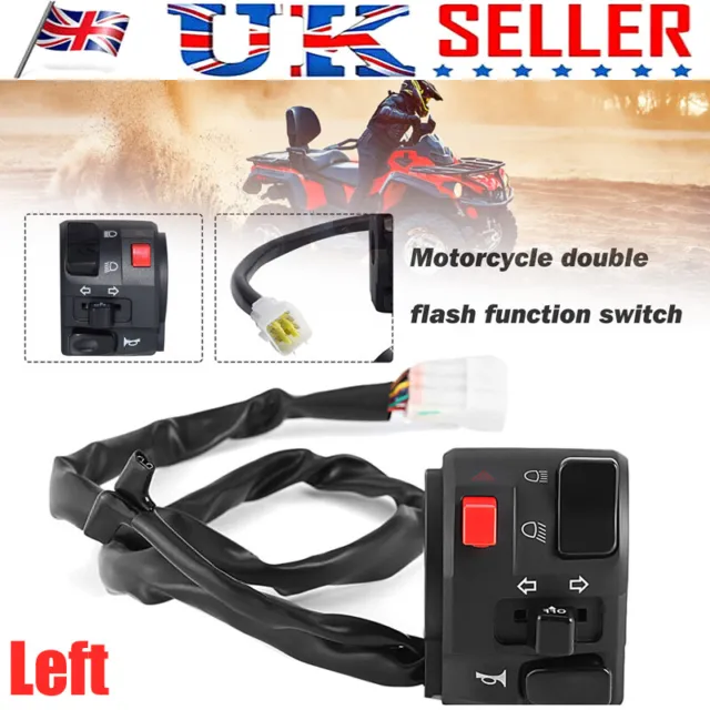 Left 7/8" Motorcycle Handlebar Warning Horn Button Turn Signal Controller Switch
