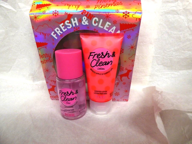 VICTORIA SECRET PINK Fresh & Clean BOXED Travel set Body Lotion + Mist gift set