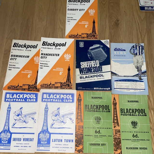 FOOTBALL PROGRAMMES X 9x Blackpool 1950/60’s Job lot / bulk £10.00