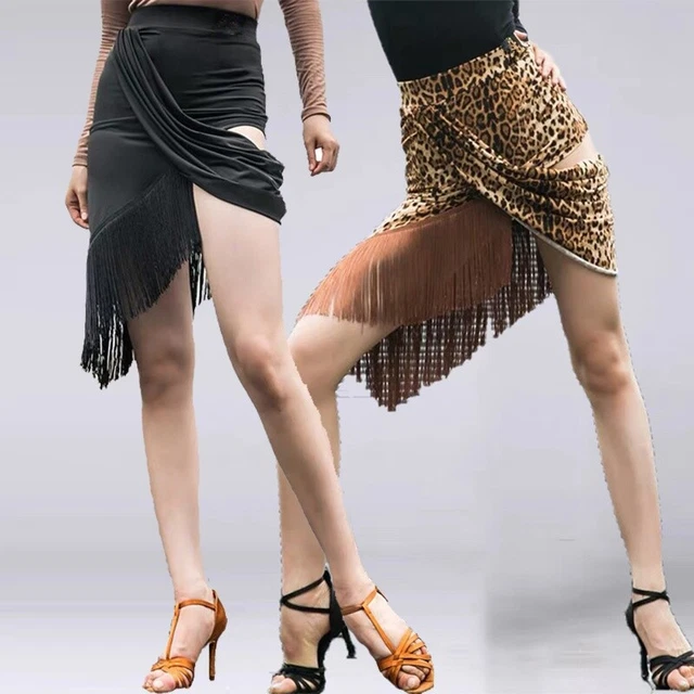 Femme Danse Latine Jupe Bal Tango Rumba Déguisement Frange Salsa Asymétrique