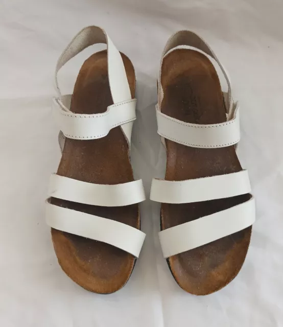 NAOT Kayla White Leather Comfort Wedge Ankle Strap Sandals Size EUR 40 , US 9