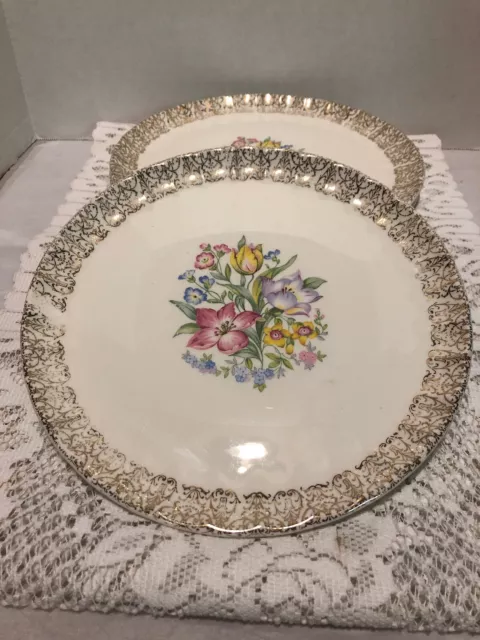 Vintage W S George-Floral Bouquet Bolero Dinner Plates-Set Of 6