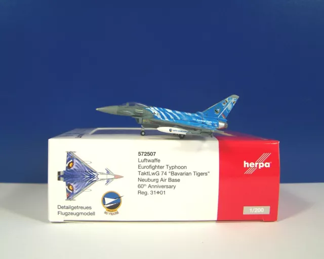 Luftwaffe Eurofighter “Bavarian Tiger” Neuburg Air Base Herpa 572507 WINGS 1:200