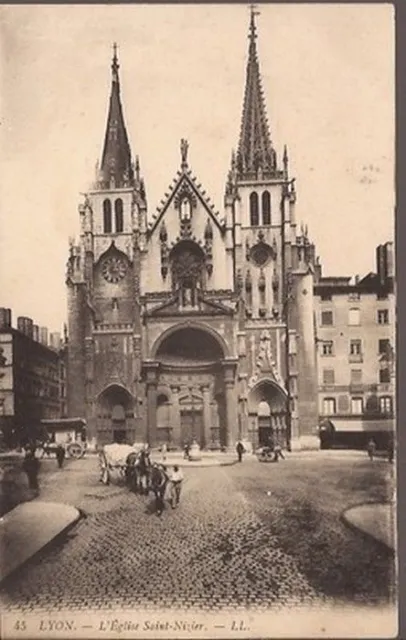 Cpa 69 Lyon. L'eglise Saint Nizier. L.l. N°45.Animee. Attelage.. Vers.1910. Tbe*
