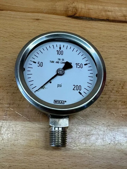 Wika Pressure Gauge - 0 - 200 psi - 2 1/2" (63 mm) Diameter - 1/4" NPT - 232.53