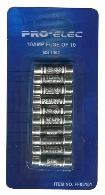 Pro Elec - 10AFUSE10 - Fuse, Bs1362, Plug Top, 10a, 10pk 2