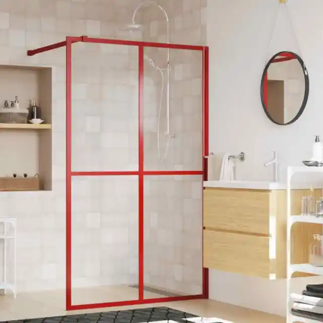 Paroi de douche avec verre ESG transparent rouge 118x195 cm