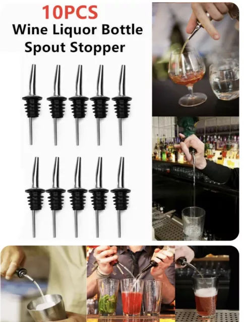 10 Pcs Liquor Spirit Pourer Flow Wine Bottle Pour Spout Stopper Stainless Steel